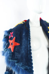 Vintage Zuki Stars Reversible Leather Fur Coat collar detail  @ Recess LA