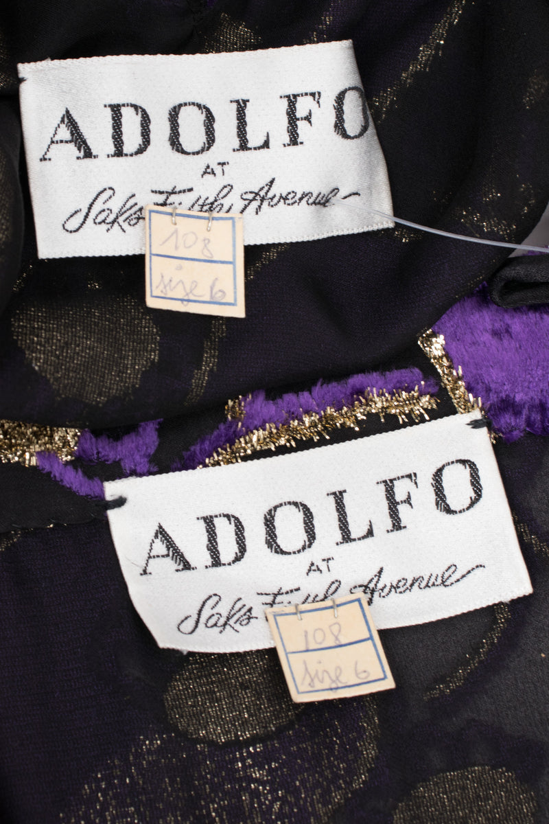Adolfo Sheer Lamé Velvet Top & Skirt Set