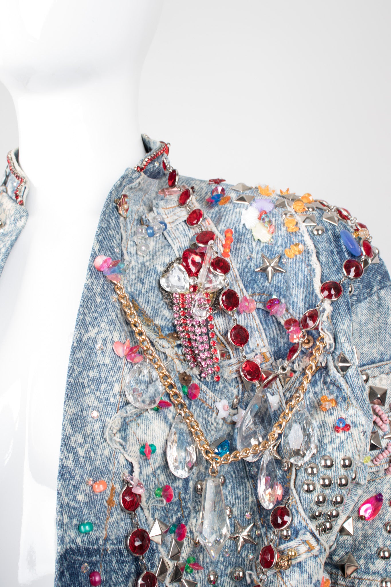 Tony Alamo Rare Embellished Jeweled Crop Denim Jacket