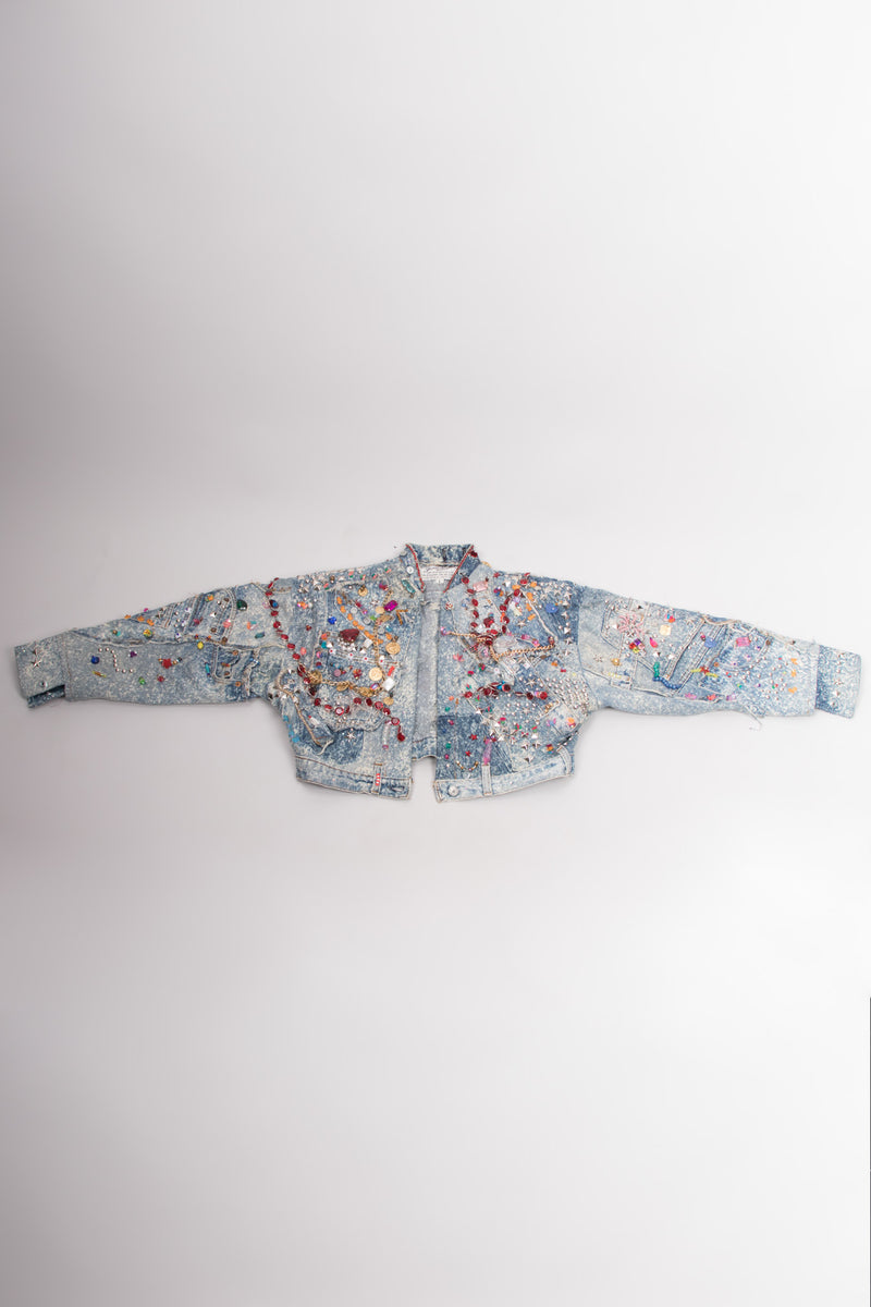 Tony Alamo Rare Embellished Jeweled Crop Denim Jacket