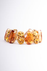 Vintage 60s Amber Crystal Jeweled Bracelet