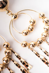 Gold Double Hoop Fringe Clip Chandelier Earrings