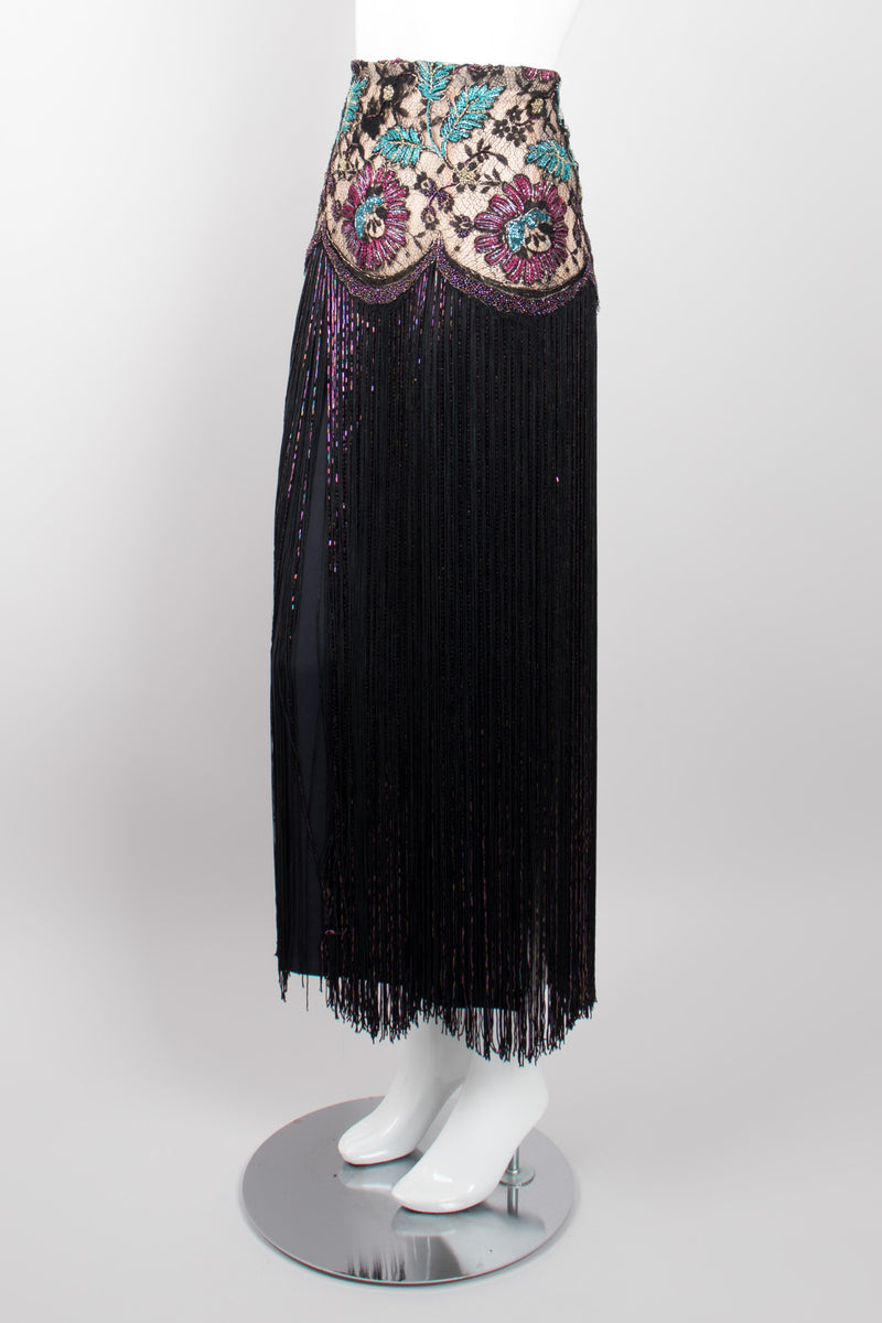 Vintage Victorian Embellished Lace Lampshade Fringe Skirt