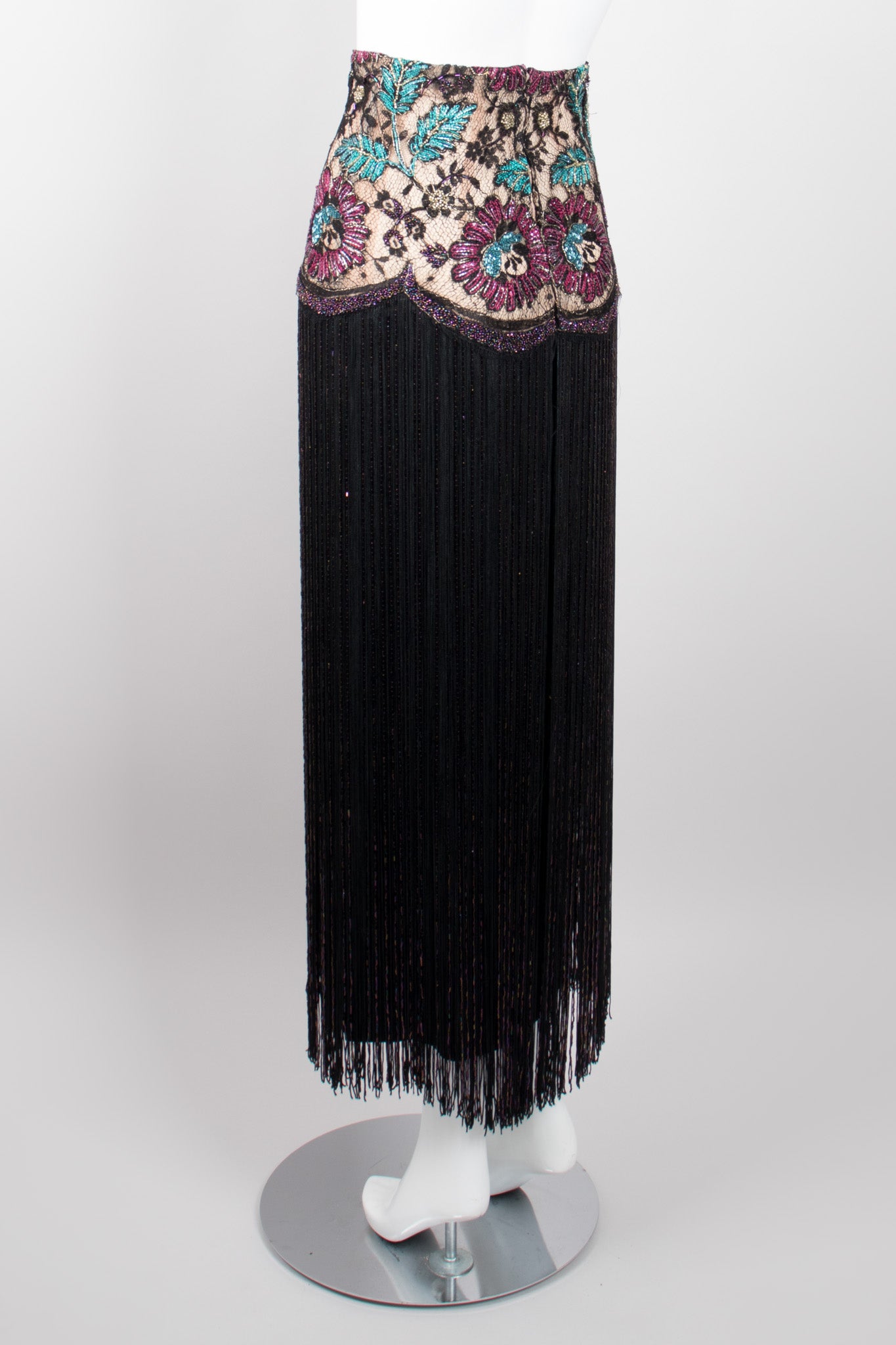 Vintage Victorian Embellished Lace Lampshade Fringe Skirt