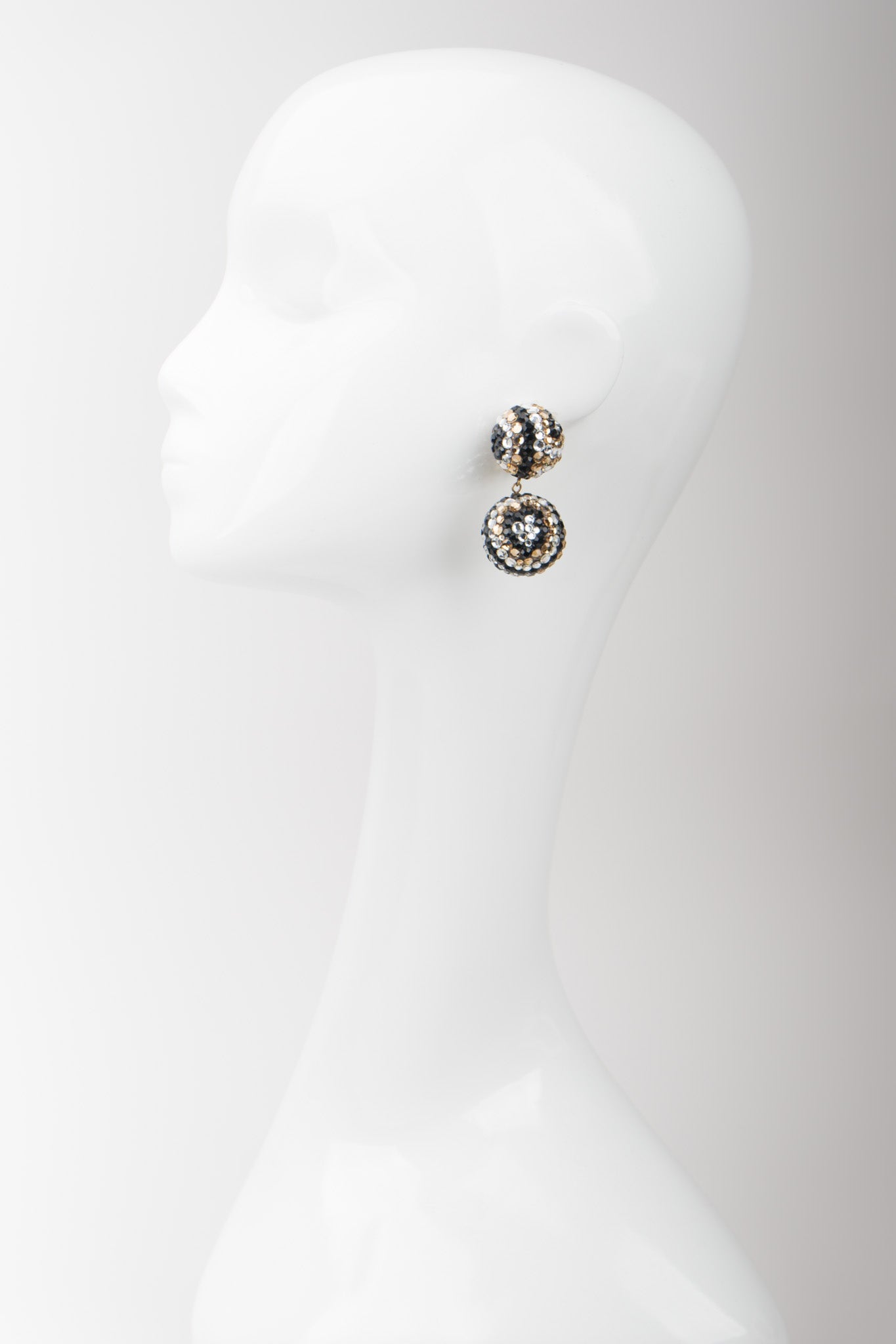 James Arpad Tiger Eye Rhinestone Crystal Pave Ball Earrings
