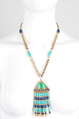 Hattie Carnegie Egyptian Bead Fringe Pendant Necklace