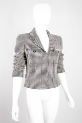 Chanel Wool Houndstooth Hook Front Jacket Blazer