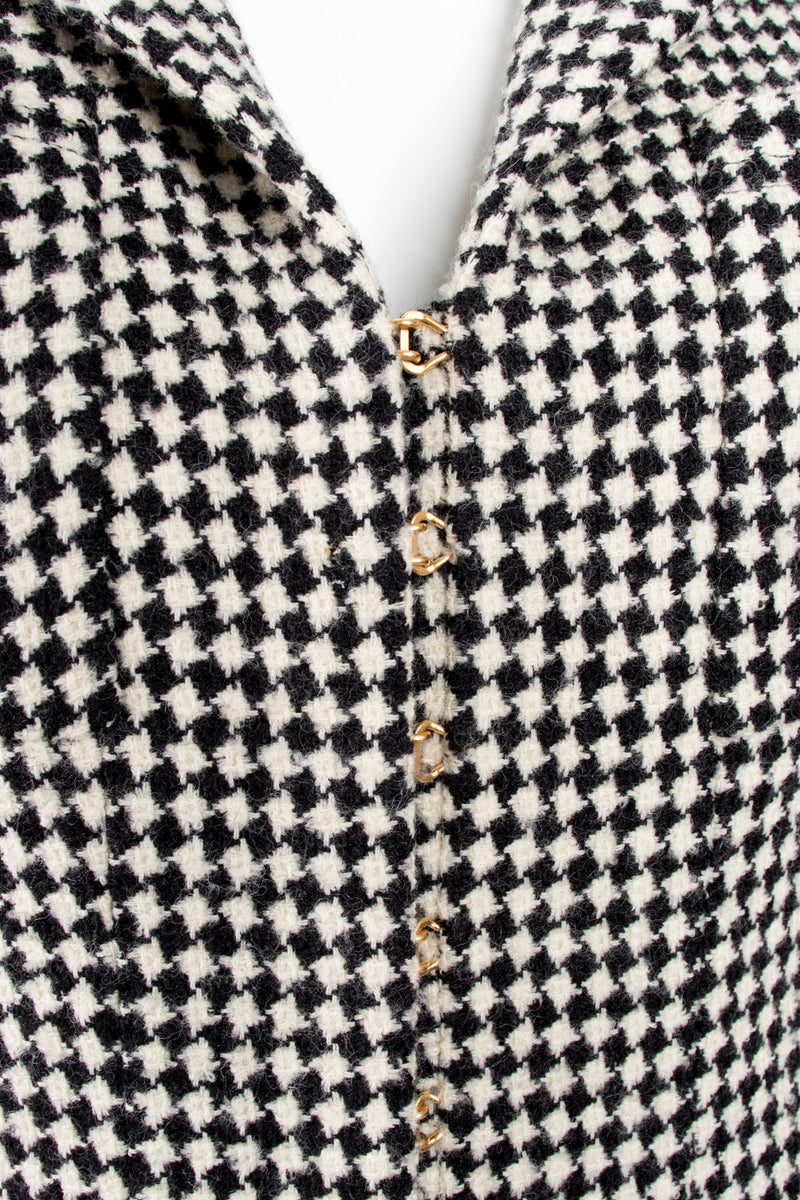 Chanel Wool Houndstooth Hook Front Jacket Blazer