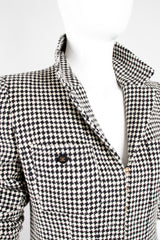 Chanel Wool Houndstooth Hook Front Jacket Blazer