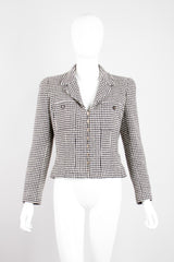 Chanel Wool Houndstooth Hook Front Jacket Blazer