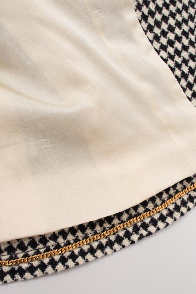 Chanel Wool Houndstooth Hook Front Jacket Blazer