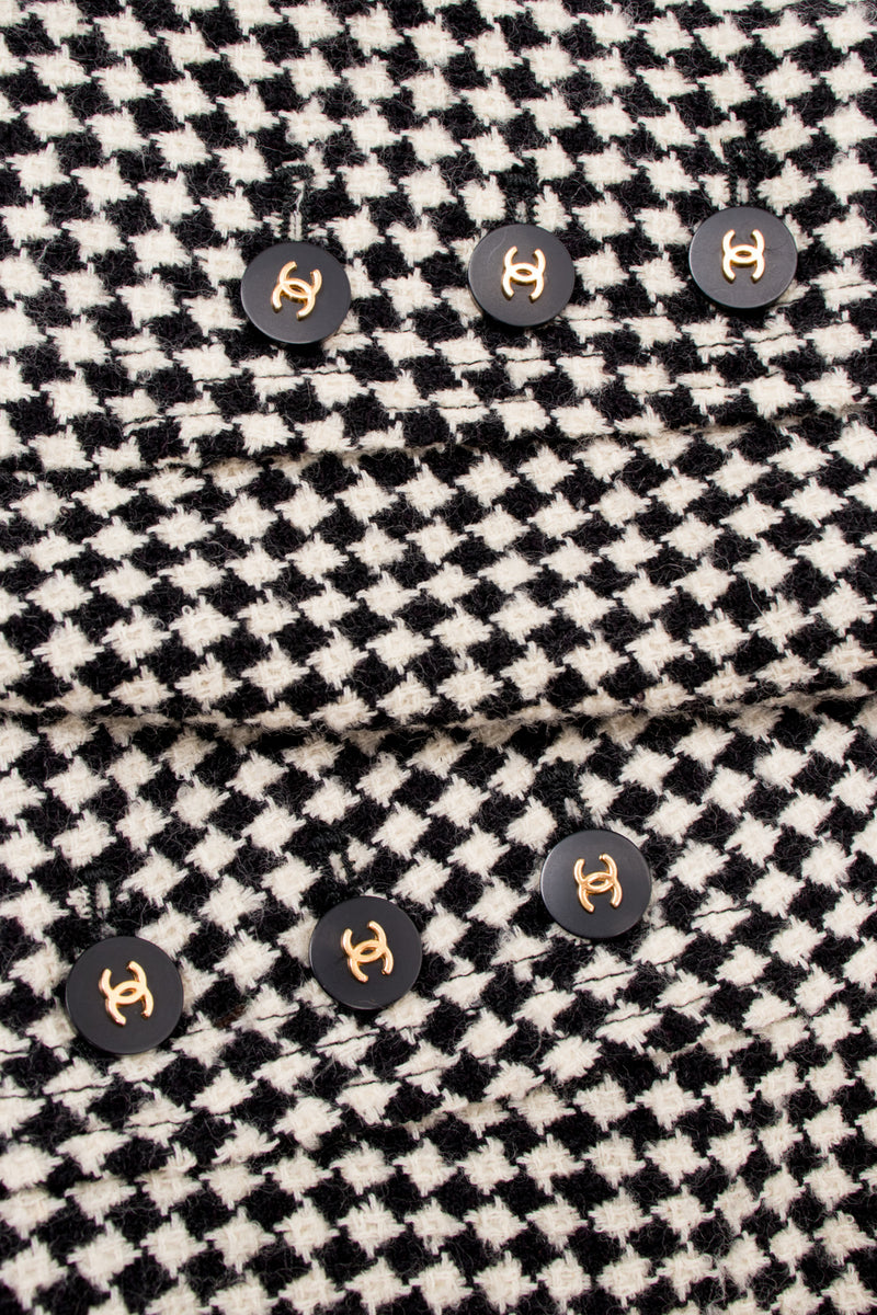 Chanel Wool Houndstooth Hook Front Jacket Blazer