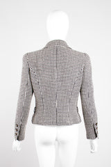 Chanel Wool Houndstooth Hook Front Jacket Blazer