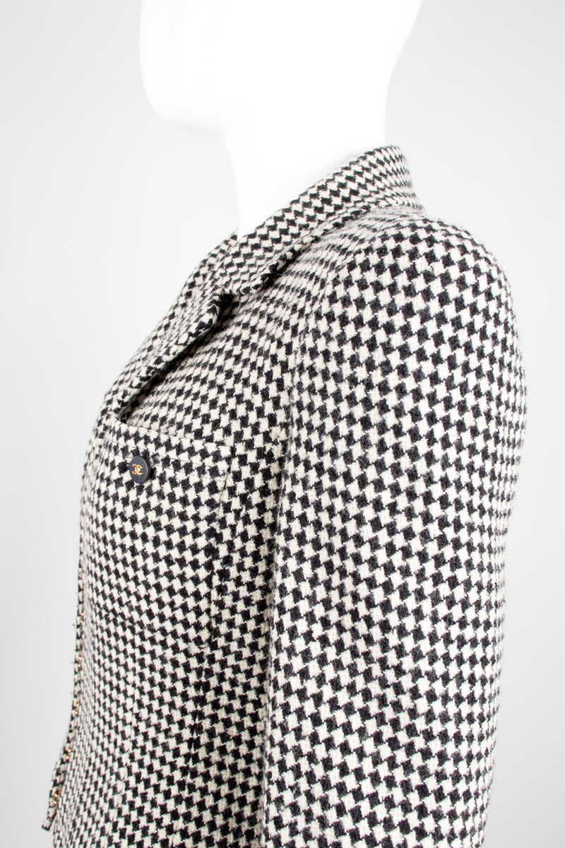 Chanel Wool Houndstooth Hook Front Jacket Blazer