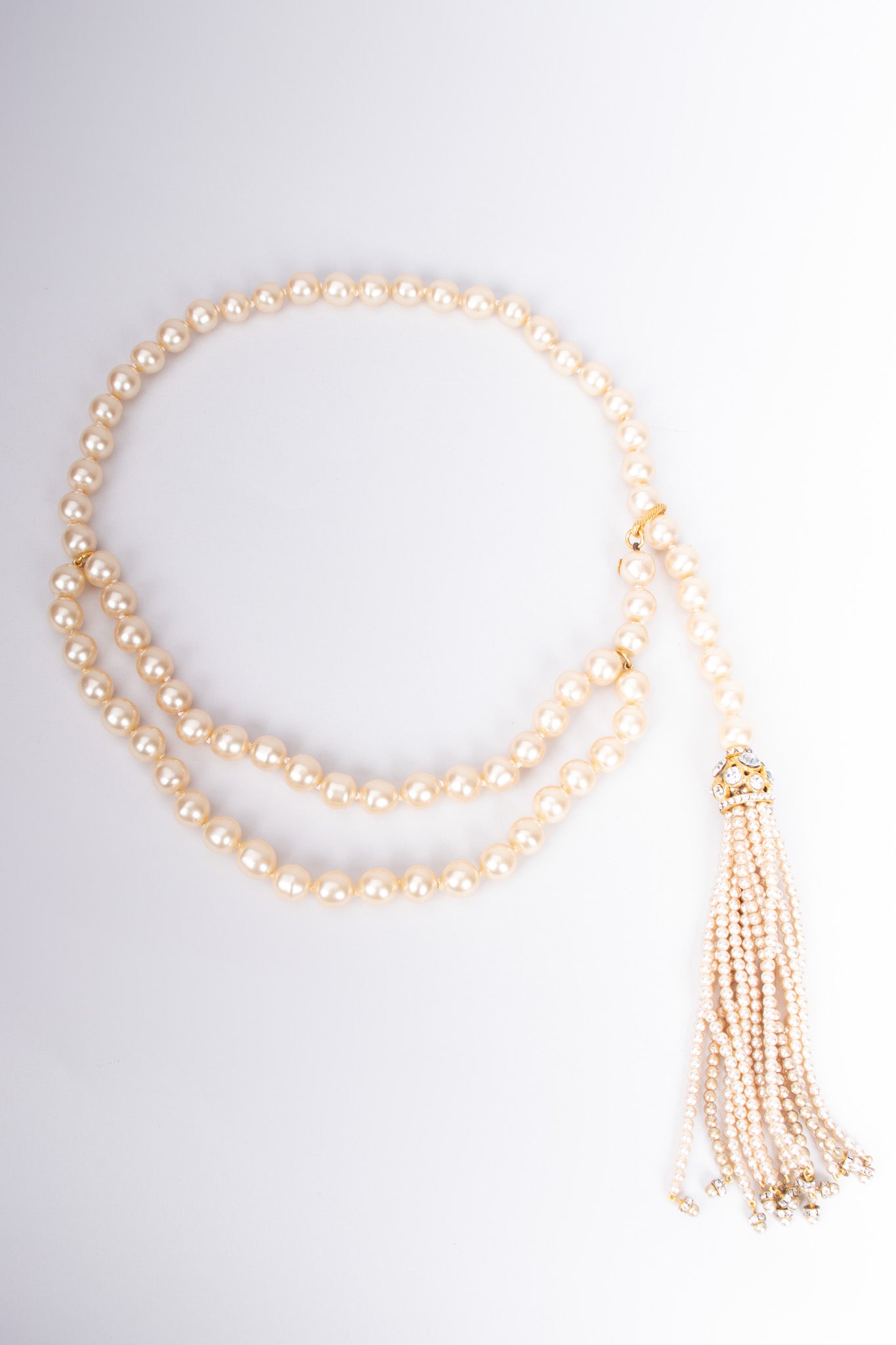 Chanel Signature Pearl Tassel Belt Necklace
