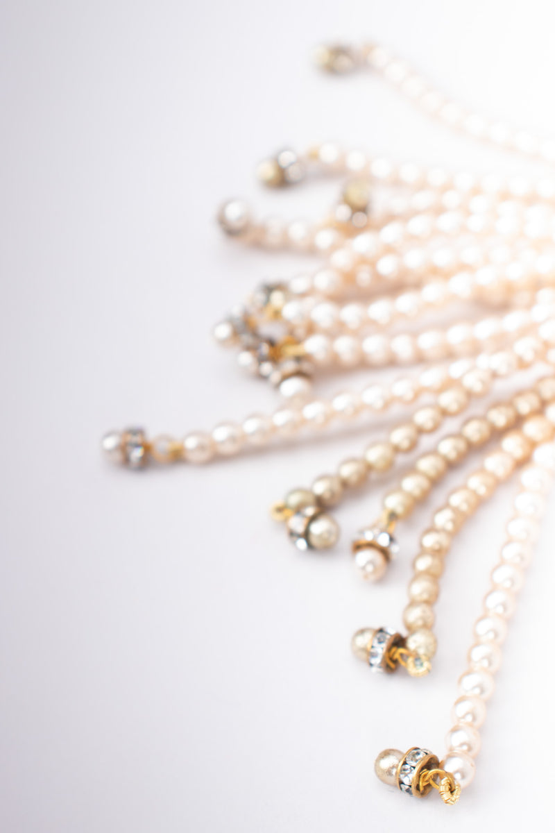 CHANEL Crystal Pearl CC Long Necklace Silver 1306702