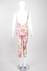 Chanel Boutique Watercolor Spandex  Unitard Jumpsuit & Silk Shirt Set