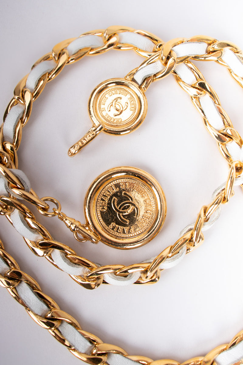  Chanel, Pre-Loved Gold & Black Leather 'CC' Medallion