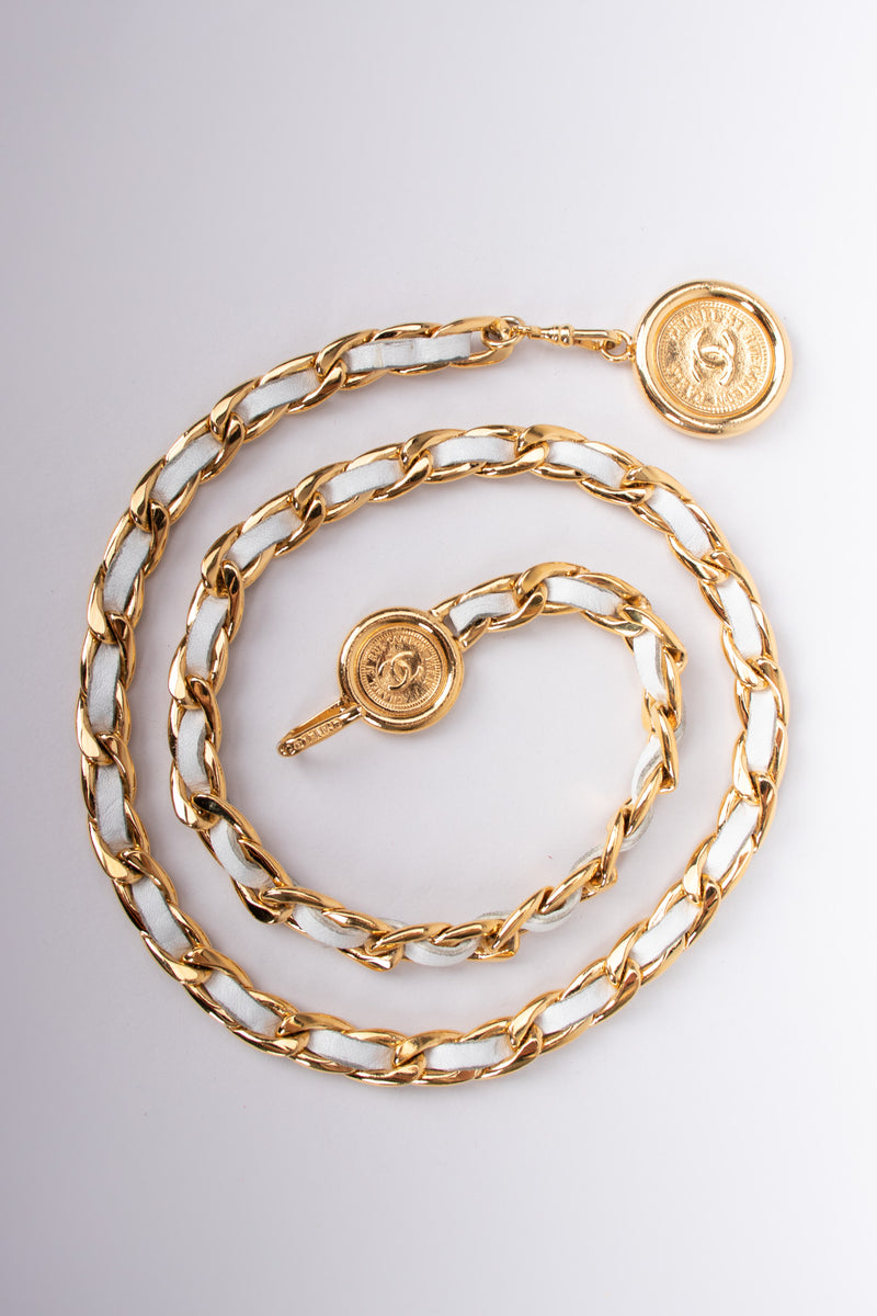 Chanel White Woven Leather Chain Belt – Recess