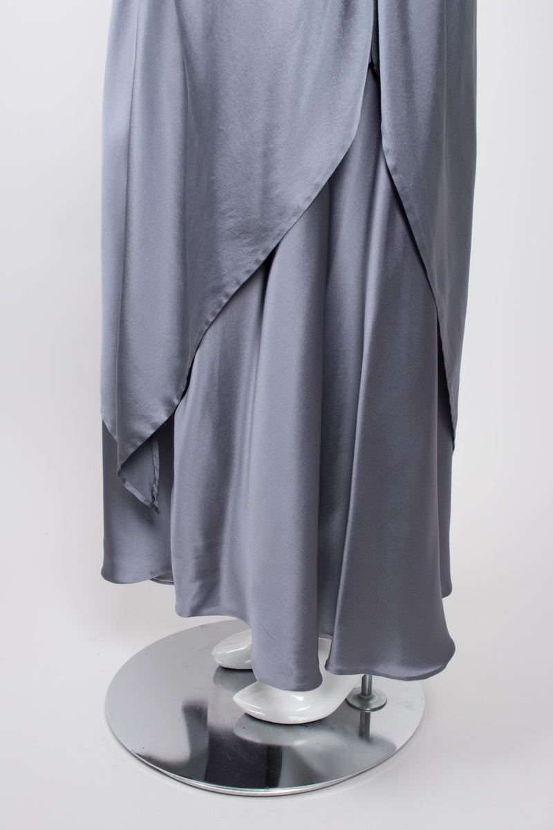 Pauline Trigere Vintage Layered Misty Silk Charmeuse Belted Dress
