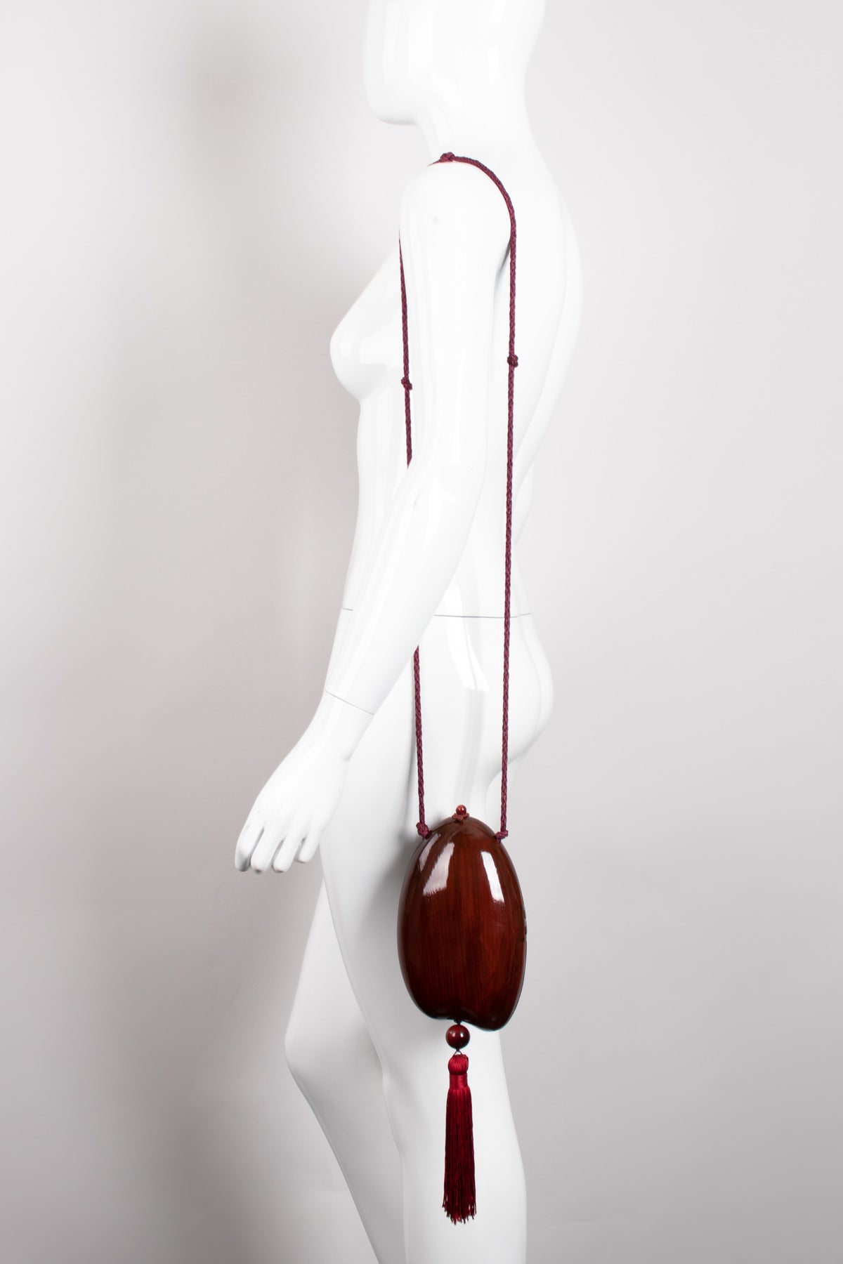 Rafael Sanchez Wooden Cacao Pod Clam Shell Purse Shoulderbag Recess
