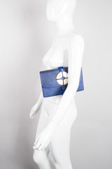 Cora Jacobs Midnight Blue Shell Straw Envelope Clutch Purse