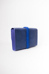 Cora Jacobs Midnight Blue Shell Straw Envelope Clutch Purse