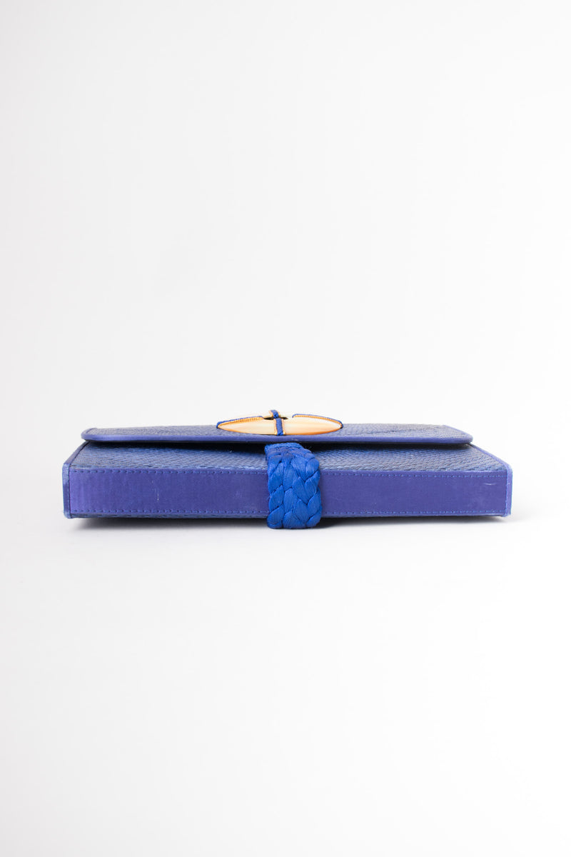 Cora Jacobs Midnight Blue Shell Straw Envelope Clutch Purse