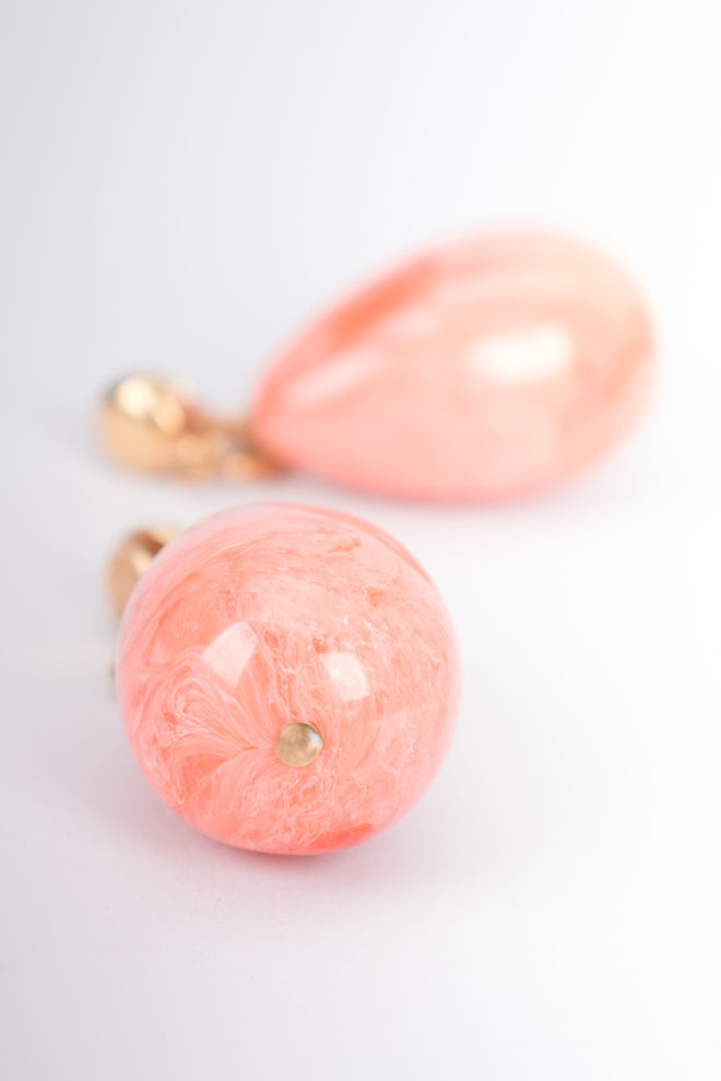 Yves Saint Laurent YSL Coral Marbled Drop Clip Earrings