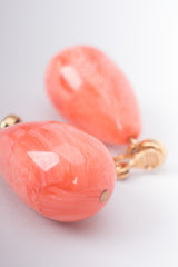 Yves Saint Laurent YSL Coral Marbled Drop Clip Earrings