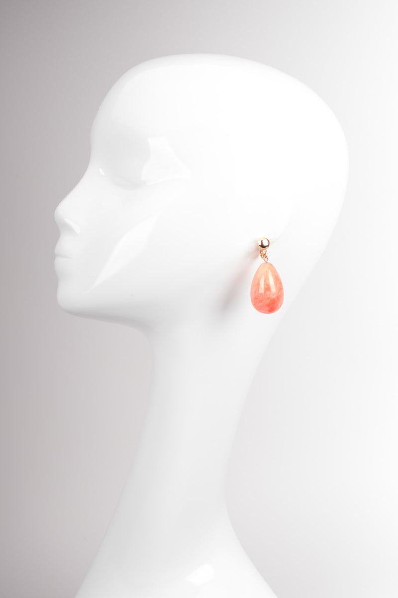 Yves Saint Laurent YSL Coral Marbled Drop Clip Earrings
