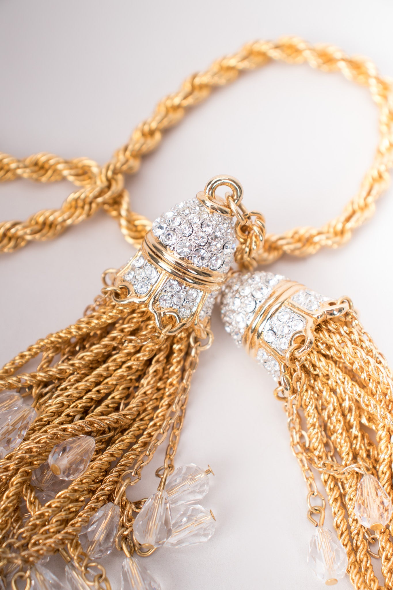 Vintage Crystal Tassel Wrap Necklace Belt