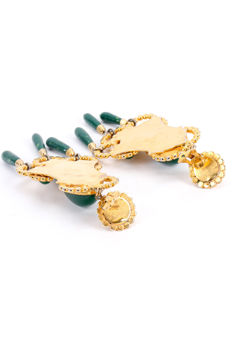 Vintage William de Lillo Egyptian Revival Stone Earrings open backings @ Recess LA