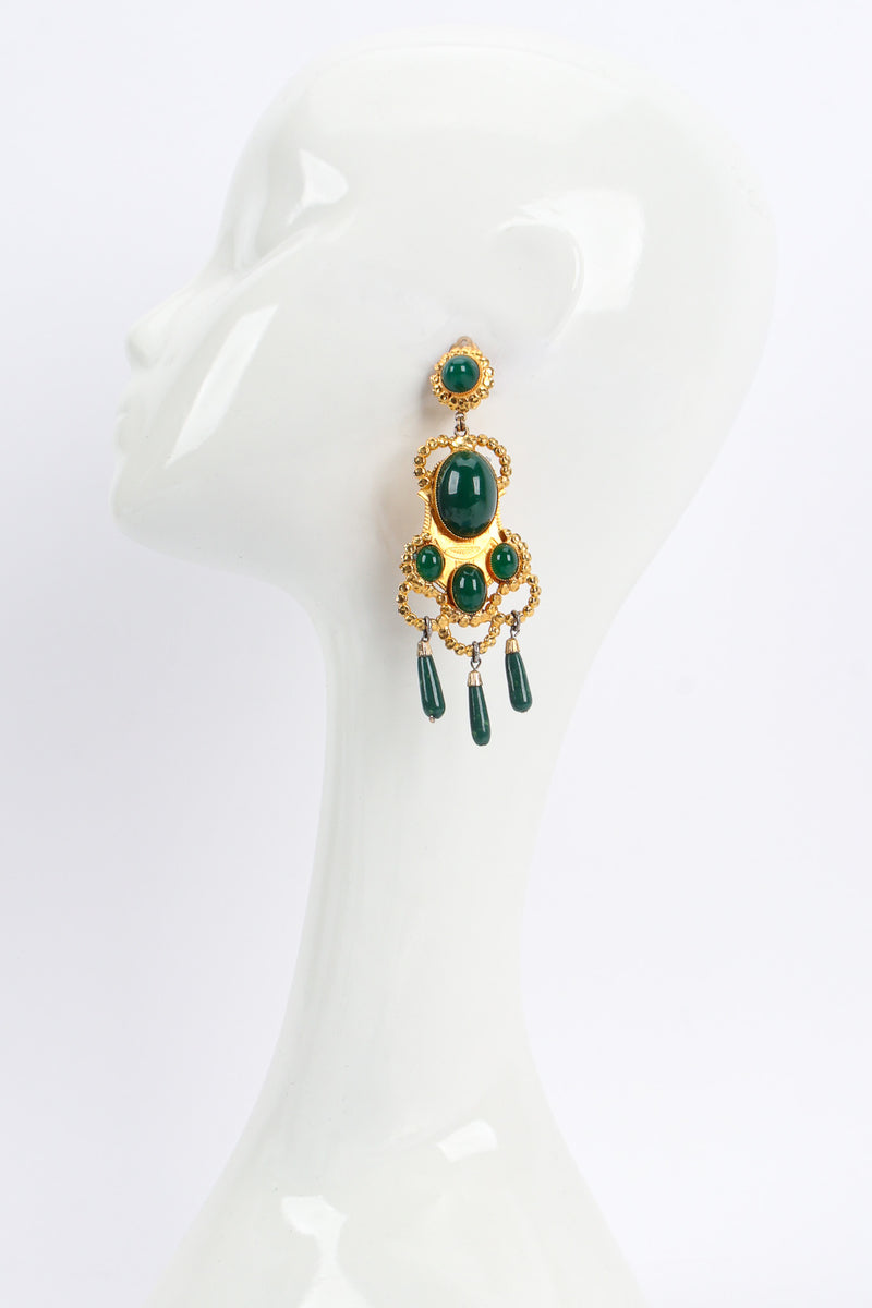 Vintage William de Lillo Egyptian Revival Stone Earrings on mannequin @ Recess LA