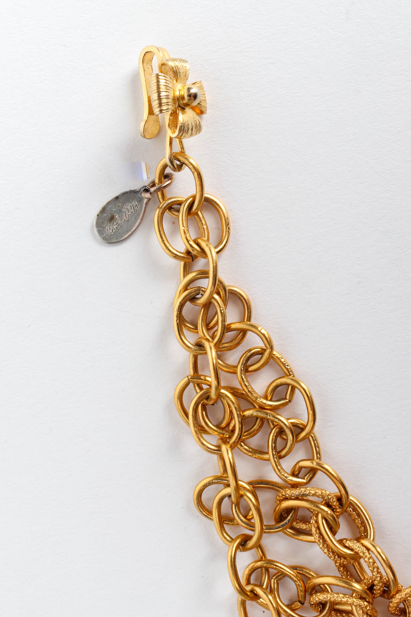 Vintage William de Lillo Lion Charm Bib Necklace Cartouche Hook at Recess LA