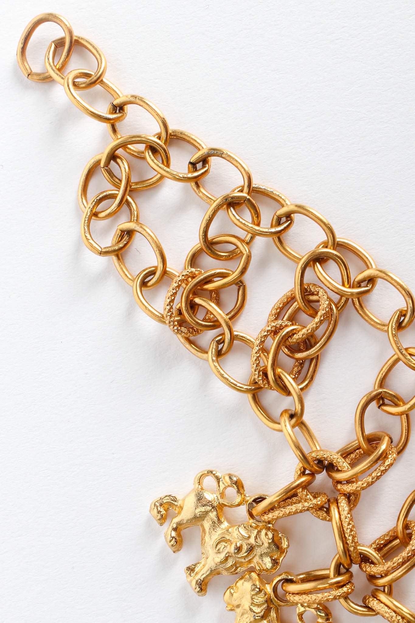Vintage William de Lillo Lion Charm Bib Necklace Closeup at Recess LA