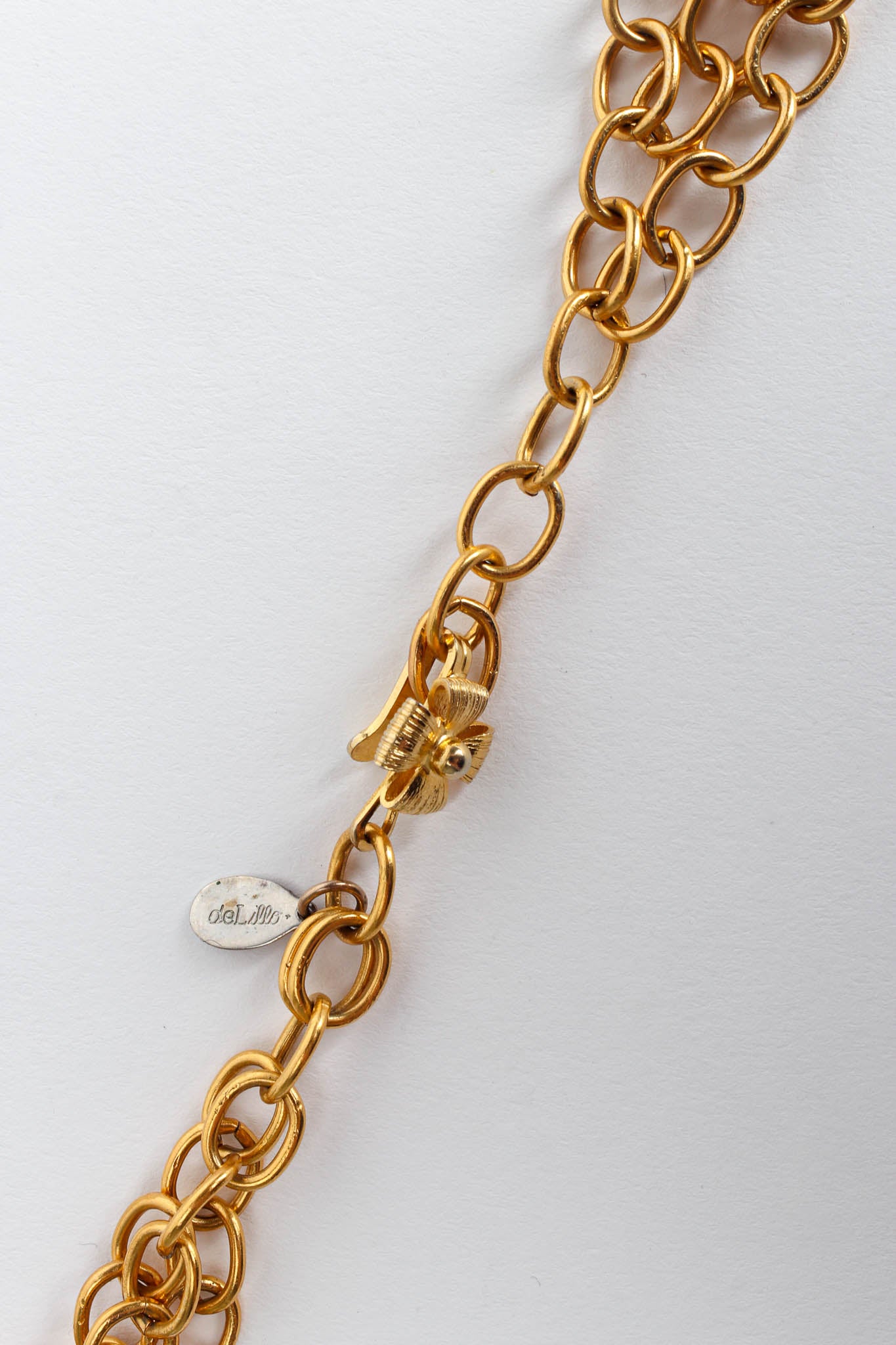 Vintage William de Lillo Lion Charm Bib Necklace Cartouche Clasp at Recess LA