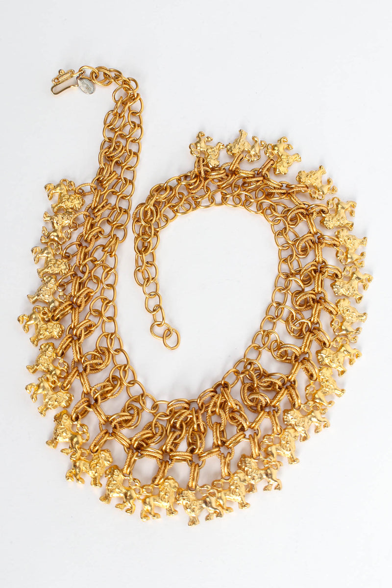 Vintage William de Lillo Lion Charm Bib Necklace Flat Front at Recess LA