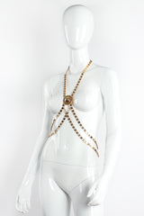 Vintage Gold Disc Body Chain Harness on Mannequin Front at Recess LA