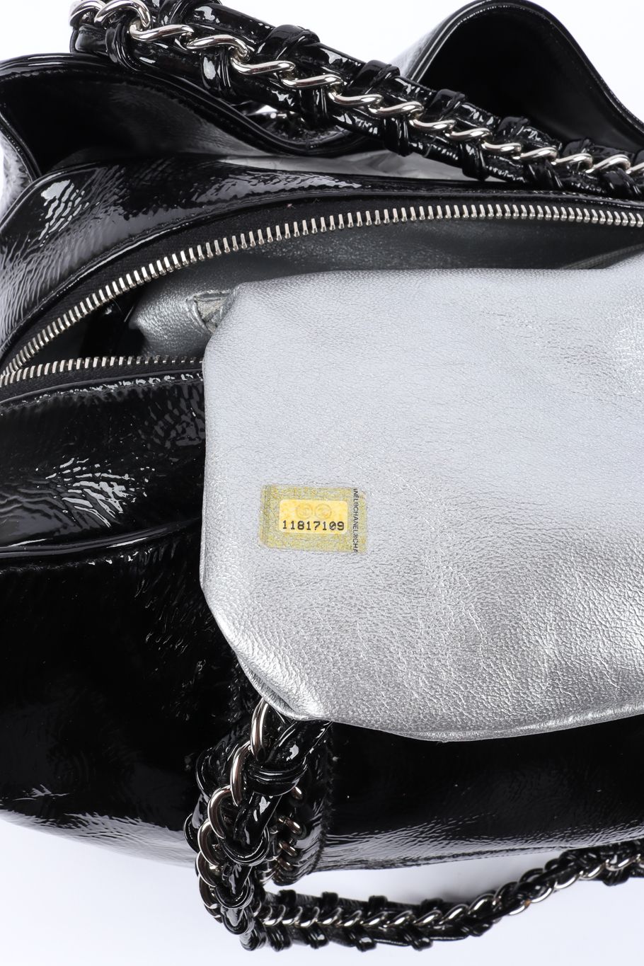 Chanel resort luxe ligne patent tote designer serial number @recessla