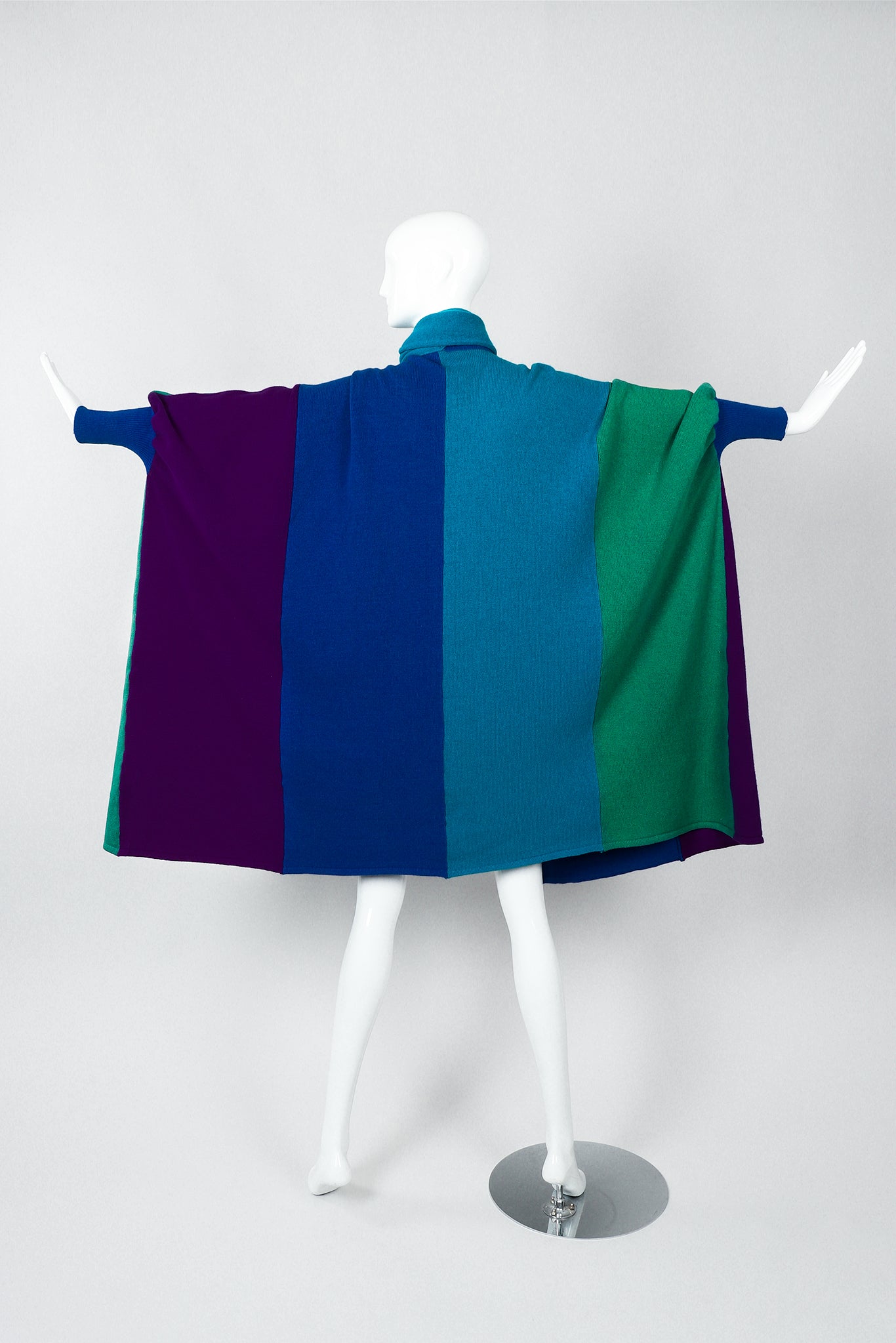 Vintage Elizabeth Arden The Salon Colorblock Batwing Knit Cape Coat on Mannequin back at Recess