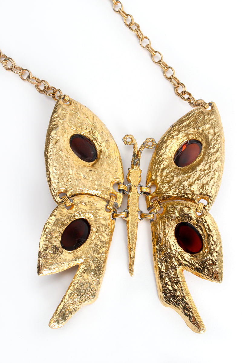 Vintage Artisanal Enamel Butterfly Plate Necklace Back Detail at Recess LA