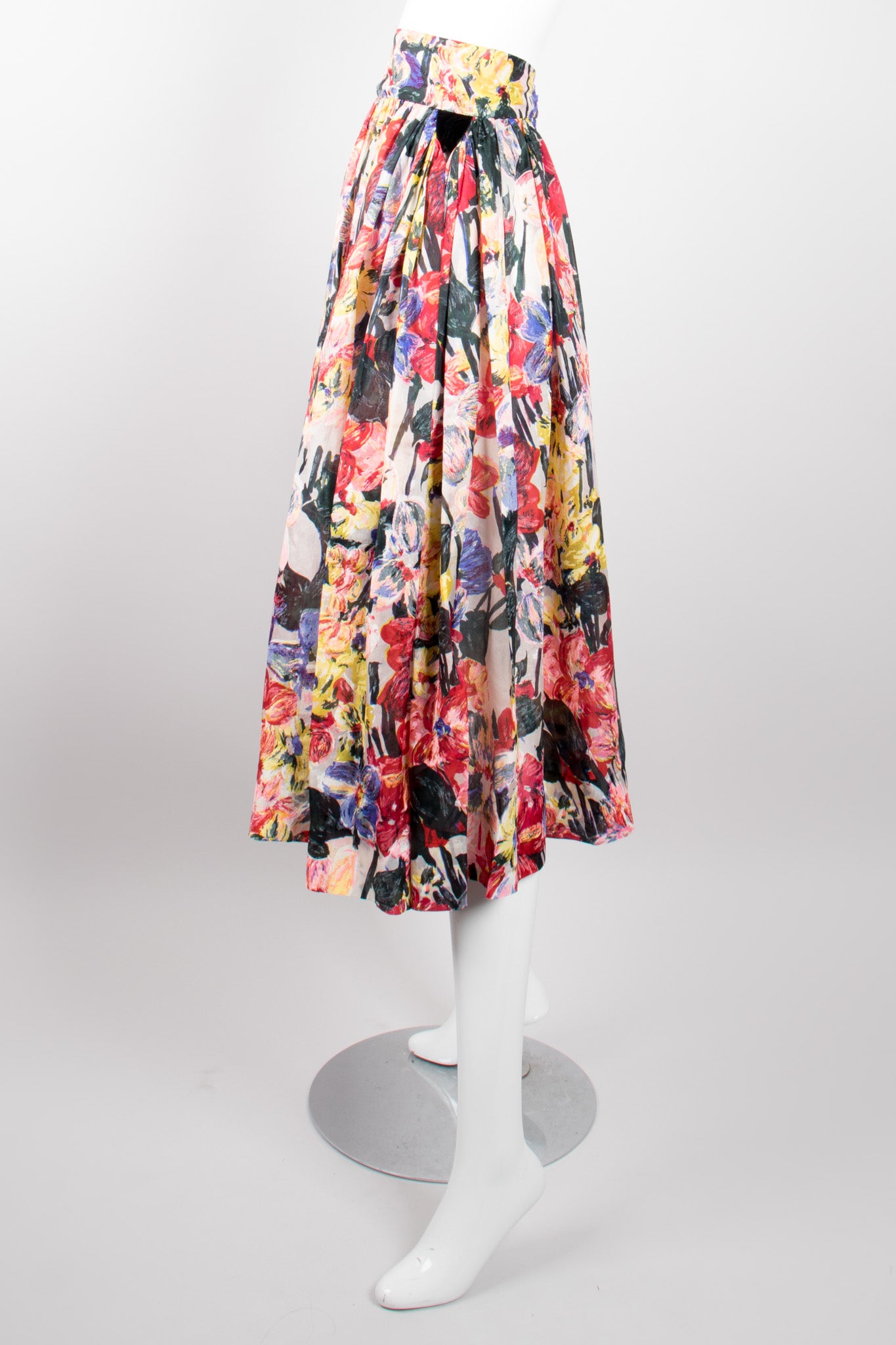 Fanée Floral Bloom Expressionist Painting Midi Skirt