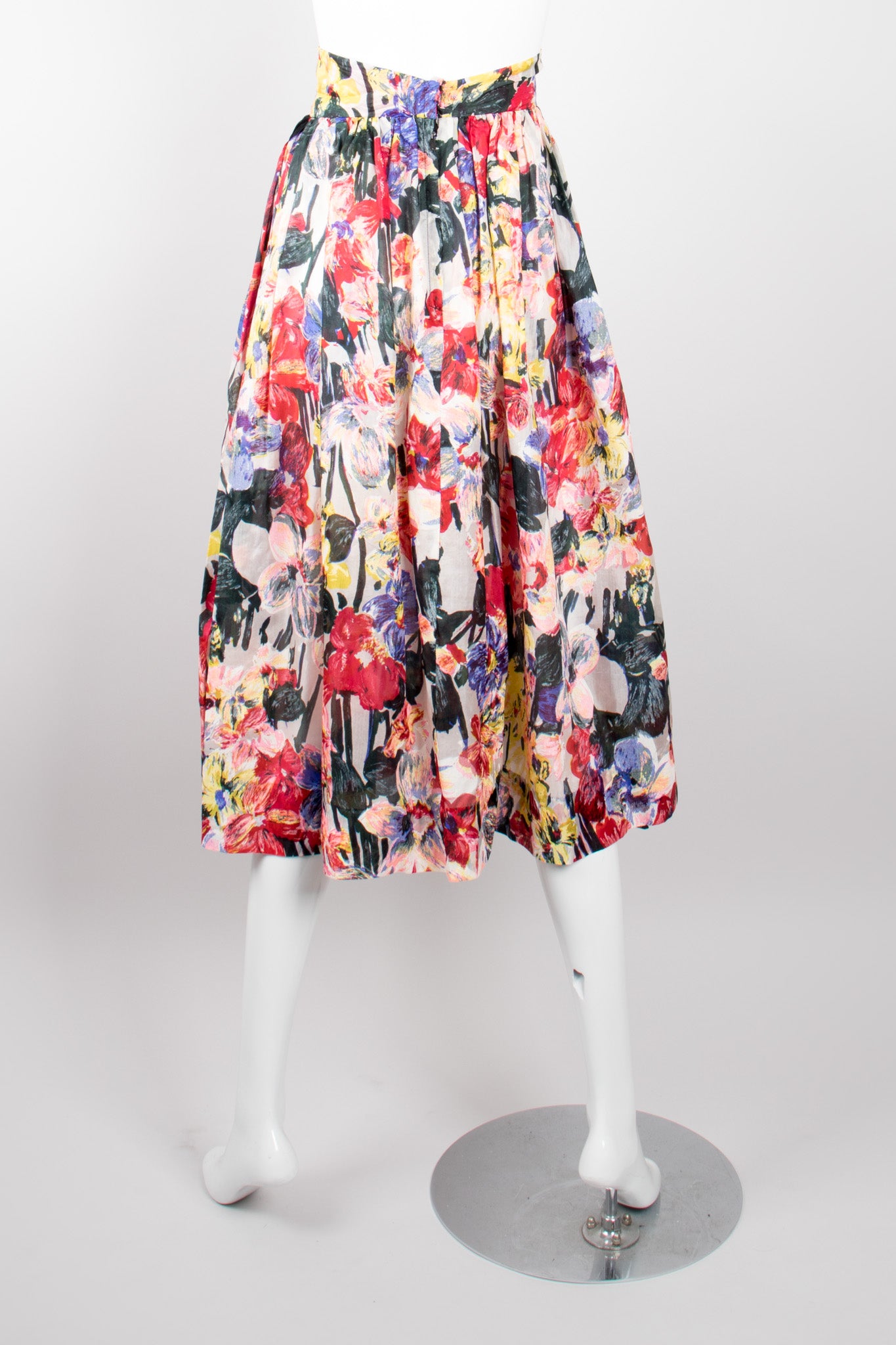Fanée Floral Bloom Expressionist Painting Midi Skirt