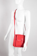 Fendi Vintage Red Monogram Canvas Crossbody Shoulder Bag