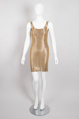 Fred Hayman Vintage Liquid Gold Backless Beaded Cocktail Dress