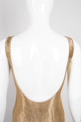 Fred Hayman Vintage Liquid Gold Backless Beaded Cocktail Dress