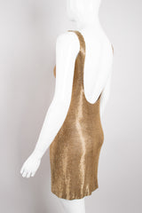 Fred Hayman Vintage Liquid Gold Backless Beaded Cocktail Dress