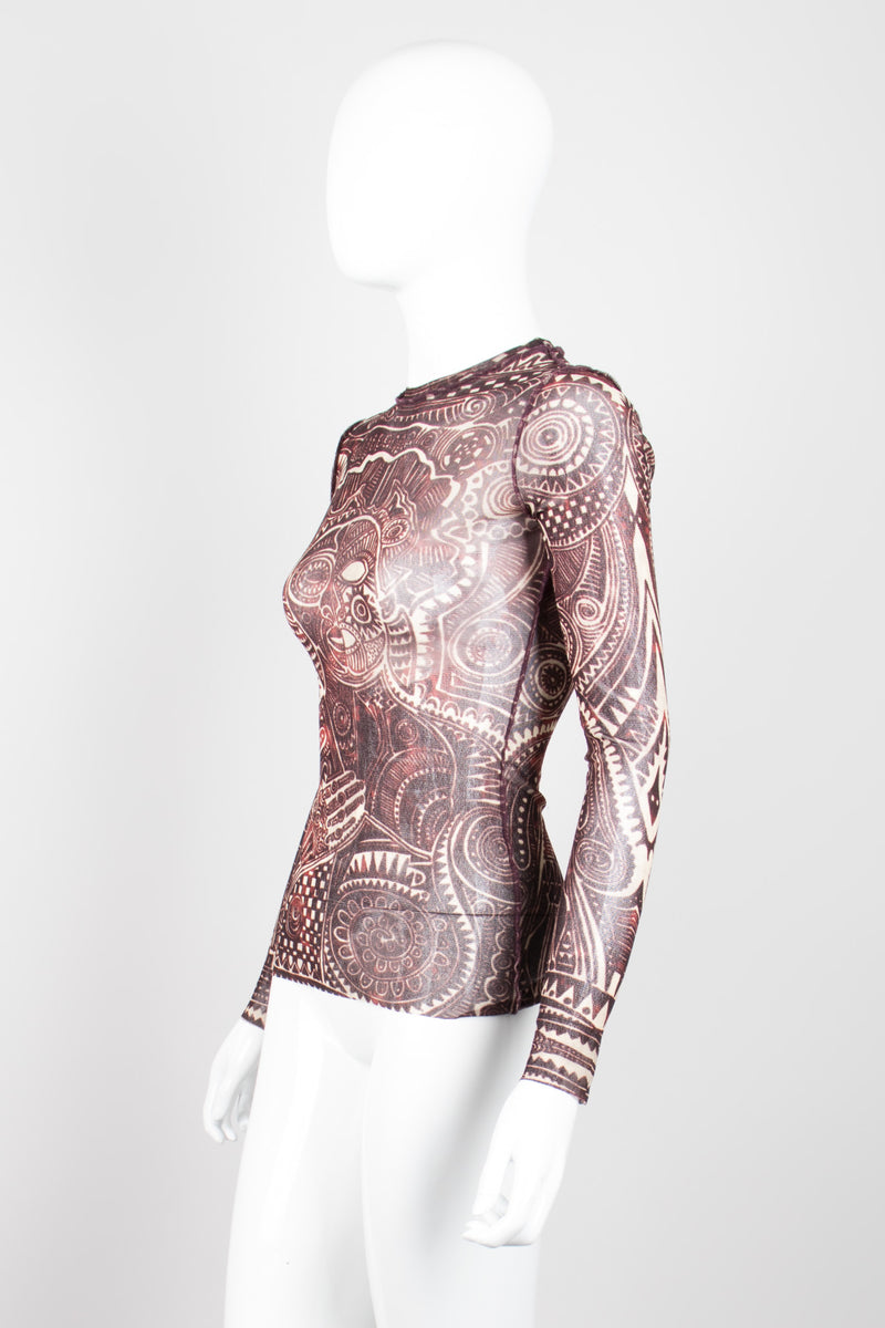 Jean Paul Gaultier JPG Maille Classique Henna Tattoo Illusion Mesh Shirt