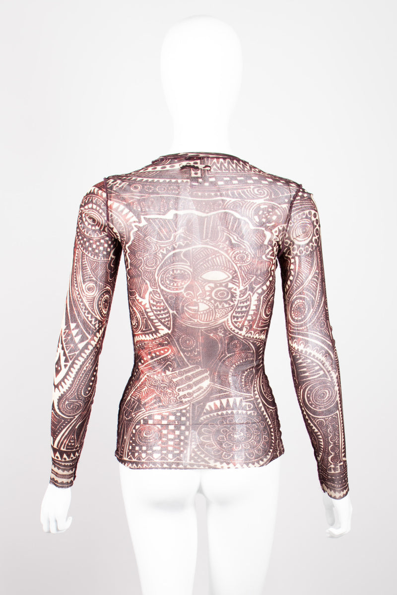 Jean Paul Gaultier JPG Maille Classique Henna Tattoo Illusion Mesh Shirt